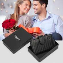 FOMAX Slim Wallet Geldbörse Herren, Portmonee Mini mit Münzfach RFID Schutz, Premium Karten Portemonnaie Geldbeutel Luxus Kartenetui, Carbon-Schwarz - Schwarz - Übersicht 6