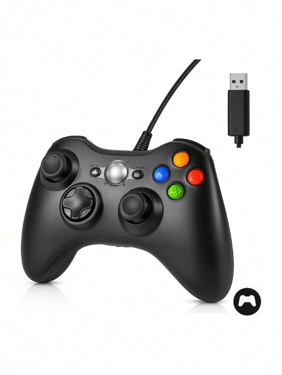 Wired Controller For Xbox 360, Black Color, Console, Econogamer Brand, Joystick, Gamepass, Steam, TV, PC, Android, PC, Notebook - 查看 1