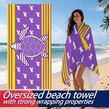 1pc Marine Life Sea Turtle Series Microfiber Beach Towel, Beach Blanket With Print, Multiple Sizes, Lightweight, Suitable For Swimming, Camping, Sports, Beach Or Gym - Yellow Striped Sea Turtle - View 1