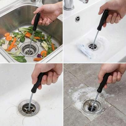 1Pc Multi-Purpose Sink Snake Drain Cleaner | 3.3FT Flexible Spring Design For Deep Clog Removal! Perfect For Dorms, Rental Homes & Small Bathrooms-Easily Clear Hair, Grease & Sludge Without Chemicals! , & Easy To Use- Back-To-School Essential! #DormLife #RentalHomeEssentials #DrainTool # Living #BackToSchool