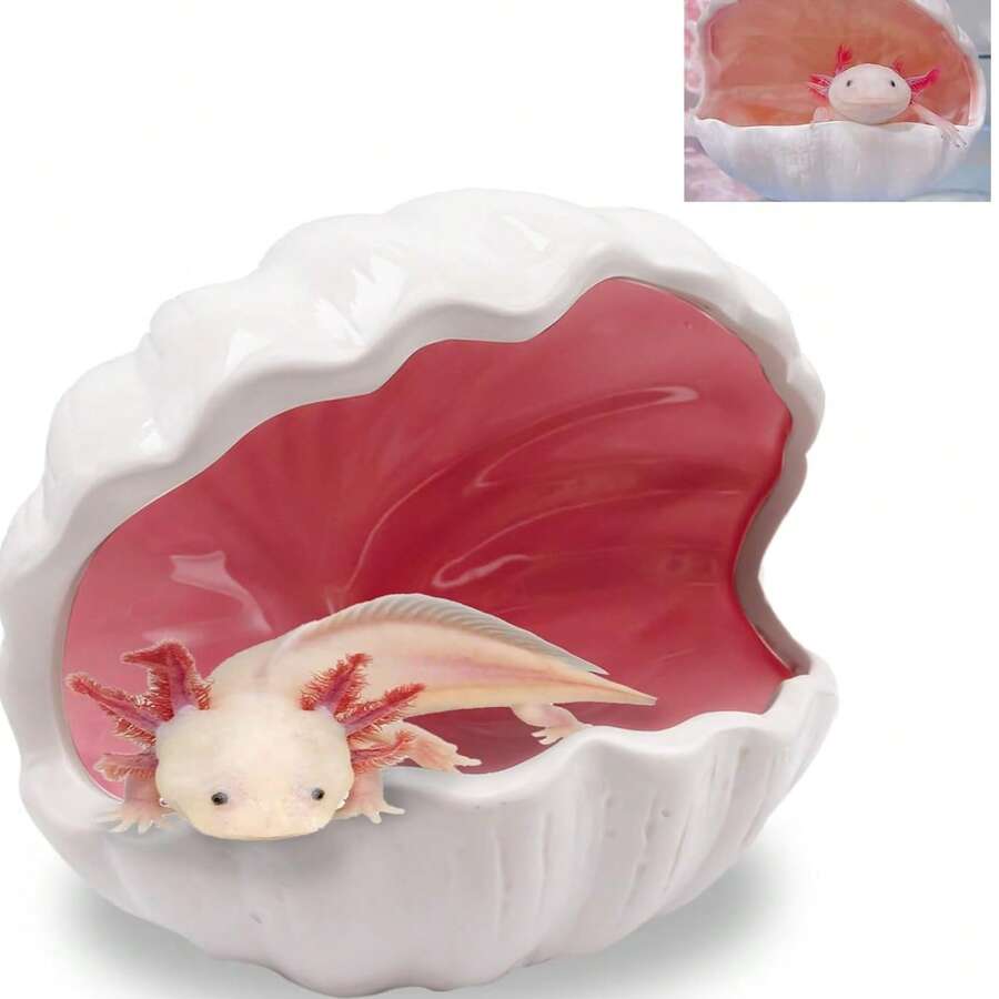 Large Cute Ceramic Aquarium Decor, Shell Shaped Fish Tank Hiding Cave, Suitable For Fish To Play Or Hide, Pink - Happy Aquarium - View 1