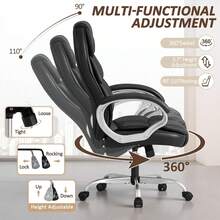 Office Chair High Back Computer Desk Chair, PU Leather Adjustable Height Modern Executive Swivel Task Chair With Padded Armrests And Lumbar Support (Black) - màu đen - Xem 5