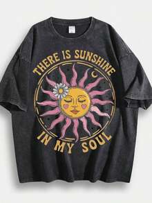 1PC Washed T-Shirt Men Women Unisex Retro "Sun" Rock Band Graphic Oversized Short Sleeve Tee Summer Tops Summer Clothes Shirts Summer Graphic Tees Women T Shirts Summer Outfits For Women Vacation Outfits Women  Tropicoqueta Outfits Tropical Outfits For Women Going Out Tops Women Tropical Outfits For Women Going Out Tops T Shirts Women Summer Top Graphic Tees Women 4th Of July Outfit Women Fathers Day Gift Summer Tops Y2k 4th Of July Oversized T Shirt - Đen 03 - Xem 1