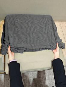 1件纯色高弹力可拆卸可水洗沙发座垫套，适用于客厅涤纶沙发座垫和靠背套 - 淺灰色 - 查看 10