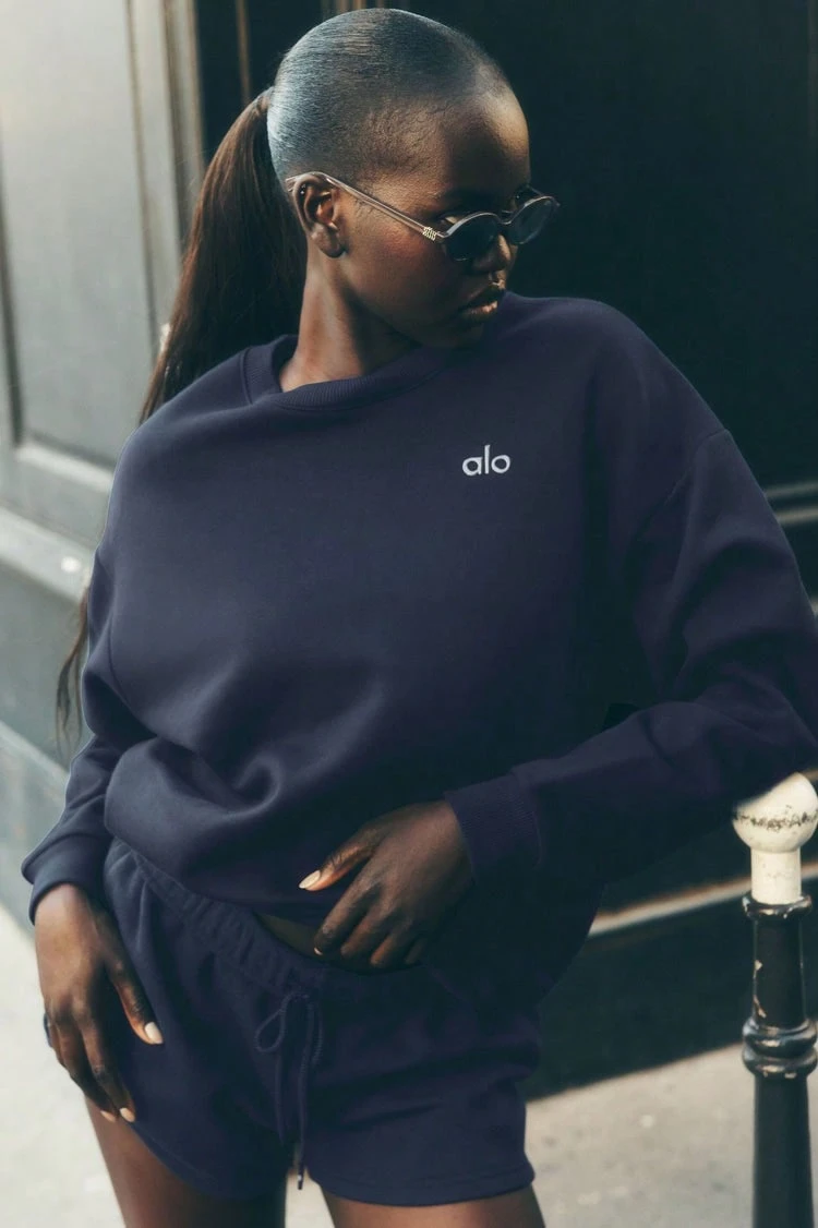 Alo Yoga Alo Accolade Crew Neck Pullover Unisex Style Designed For A Boxy Navy U3031rg - Màu xanh lam - Xem 1
