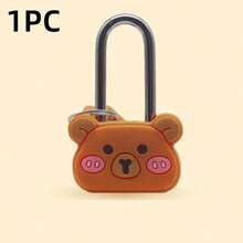 10个可爱卡通动物迷你挂锁（青蛙/熊/猪/象/狗），硅胶套和防锈金属锁芯，适用于行李箱、抽屉、日记本和储物柜。 - 長梁鎖 - 查看 18