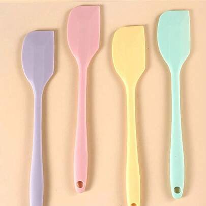 4/2/1 Set Silicone Scrapers, Compact Scrapers, Butter Knives, Baking Tools, Nordic Style Multi-Color One-Piece Small Silicone Scrapers, Heat-Resistant Non-Slip Small Scrapers, Easy To Clean, Suitable For Home, Restaurant, Dessert Shop, Mother's Day, Kitchen Baking Tool Set, Kitchen Accessories, Kitchen Utensils, Nanny Gifts, Kitchen Essentials, Kitchen Baking Set, Butter Spreader, Small Kitchen Tools (Style And Color Random)