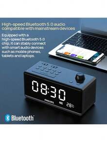 PHILIPS TAR3578 蓝牙音箱闹钟收音机，便携式床头立体声音箱，多功能夜灯带 USB 播放功能 - 查看 2