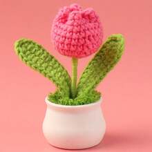 Ręcznie robiona na szydełku, realistyczna dekoracja doniczkowa w kształcie tulipana, idealna na biurko, do samochodu, do biura, do domu, na prezent świąteczny, walentynkowy, urodzinowy, z okazji ukończenia szkoły, do pokoju szkolnego, jako pomoc naukowa - Wielokolorowe - Zobacz 17