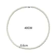 1 chiếc vòng cổ ngọc trai giả màu trắng, vòng cổ choker đính hạt thời trang nam, quà tặng cho bạn trai, mùa hè. - trắng - Xem 9