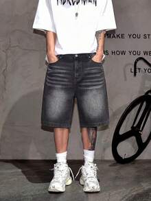 Denim Shorts, Cotton Ripped Jeans Shorts, Straight Leg Casual Shorts, Breathable Versatile Summer Commuter Shorts - Black - View 5