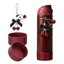 Black Cherry Pendant And 2 Silicone Bottle Sleeves Suitable For 24/30/32/40oz Water Bottles, Perfect Water Bottle Accessory Set - Burgundy - View 2