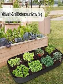 高架花园种植床、蔬菜种植袋、可重复使用方形大容量种植袋、土豆种植容器、4格或8格种植袋 - 黑色 - 查看 5