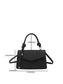Nueva bolsa de hombro de unicolor, bolso cuadrado minimalista casual, bolso de mano simple y elegante, bolso cruzado retro para mujeres - Negro - Ver 4