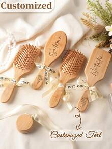 Personalized Bamboo Comb, Customized Bride & Bridesmaid Hair Comb, Wedding Party Favor, Birthday Month Flower Gift, Wedding Bridesmaid Gift - Multicolor - View 11