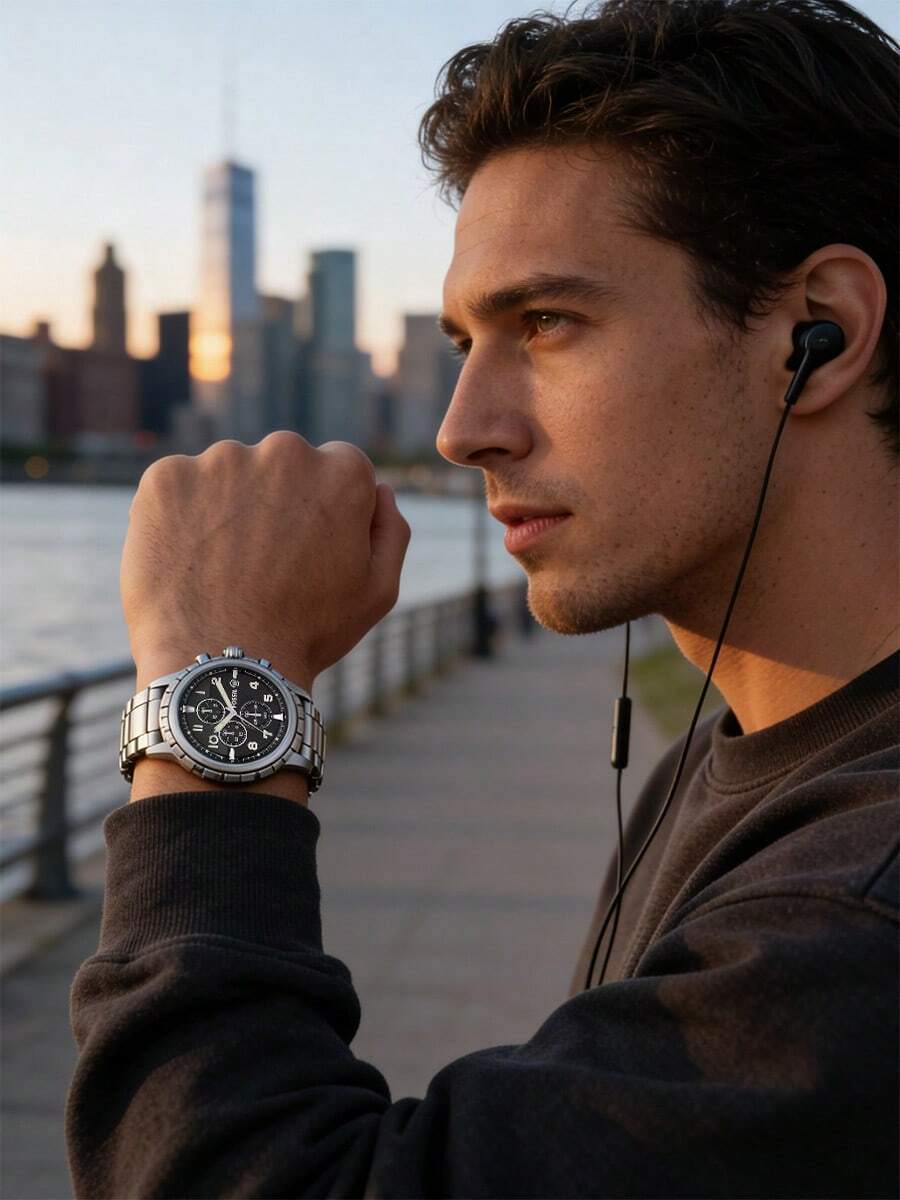 Reloj de cuarzo para hombres Fossil, de acero inoxidable con tres manecillas, caja de acero inoxidable/cristal resistente a los arañazos FS4542/FS4721 - Plateado - Ver 1