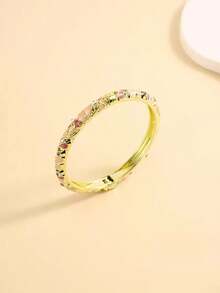 14K Gold Plated Fashionable Casual Versatile Commute Vintage Colorful Bracelet For Women - Yellow Gold - View 12
