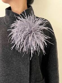20厘米手工羽毛花胸针，彩色女士帽子服装婚礼派对胸针，背包别针，胸针，服装胸针，金属别针，钥匙扣，配饰，女士服装胸针，女士配饰，胸针 - 羽毛花 - 查看 1
