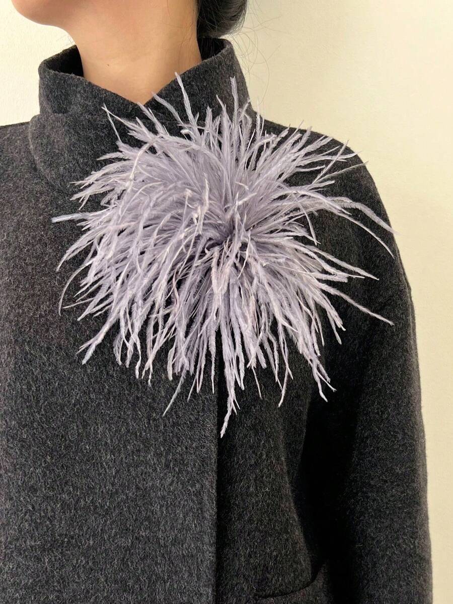 20厘米手工羽毛花胸针,彩色女士帽子服装婚礼派对胸针,背包别针,胸针,服装胸针,金属别针,钥匙扣,配饰,女士服装胸针,女士配饰,胸针 - 羽毛花 - 查看 1