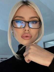 1pc Women's Minimalist Transparent Plastic Frame Non-Prescription Glasses - Square And Rectangular, Business Casual Accessory - Multicolor - View 2