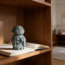 2.5-Inch Sandstone Japanese Monk Figurine, Home Decor, Jizo Statue Design, Fish Tank Decoration, Micro Landscape Ornament, Zen Decor - Model E - Monk With Buddhist Beads - View 5