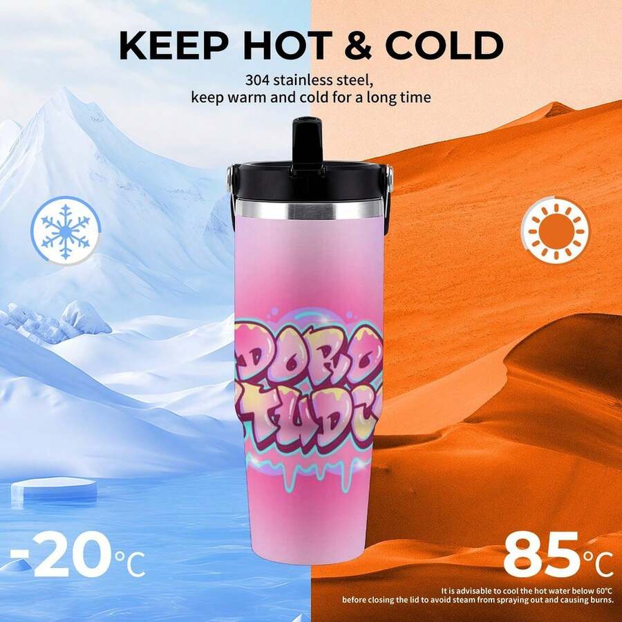 30oz  Have Good Day Stanley Style Tumbler Wrapped Graffiti SGRHO Mug - White - View 1