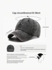 1 chiếc mũ lưỡi trai mới đã giặt, họa tiết sóng tối giản thêu, mũ unisex, mũ snapback đa năng dành cho học sinh. - mũ bóng chày - Xem 2