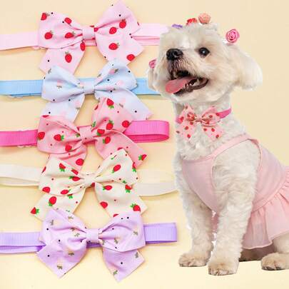 3/10 chiếc cà vạt họa tiết trái cây dễ thương cho thú cưng mùa xuân/hè, chất liệu cotton, in hình dâu tây và dứa, siêu tươi mát, mềm mại và thân thiện với da. Thích hợp cho thú cưng diện khi đi dạo, hẹn hò, chụp ảnh lễ hội, tạo không khí sôi động. Giúp thú cưng đáng yêu của bạn tỏa sáng trong những buổi đi chơi mùa xuân/tiệc hè.