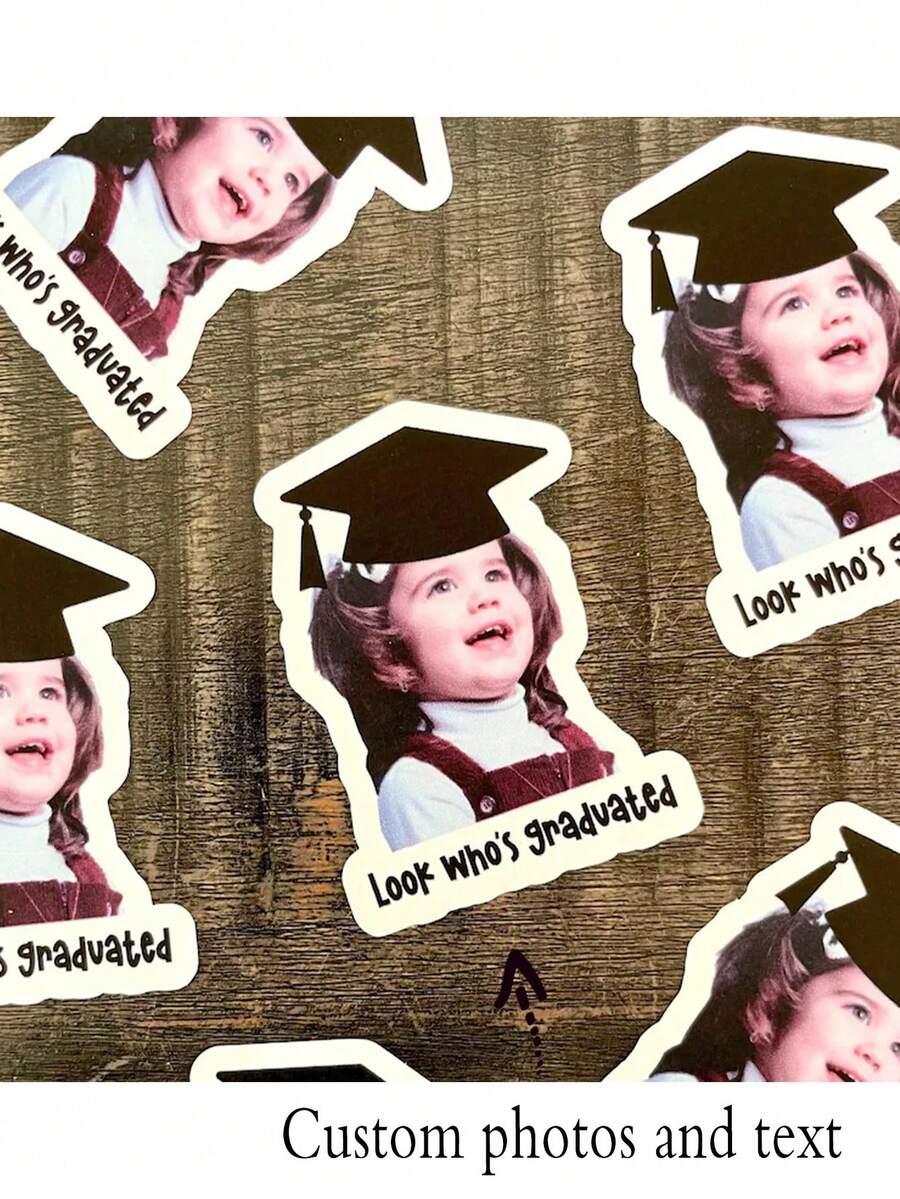 Customized Childhood Photo Graduation Gift, Personalized Graduation Party Decorations, Alumni Stickers, Souvenirs, Colorful Paper Confetti Stickers With Photos, Memory Wall Decor - Multicolor - View 1