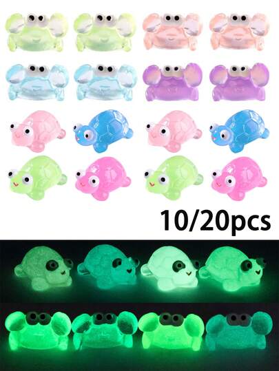 10/20 mô hình cua và rùa mini bằng nhựa phát sáng trong bóng tối, đồ trang trí thu nhỏ, nhỏ gọn và phát sáng trong bóng tối, thích hợp cho tiểu cảnh vườn cổ tích tự làm, trang trí bể cá, trang trí sân vườn, mô hình động vật, động vật nhựa mini (màu ngẫu nhiên), trang trí Halloween, đồ dùng tiệc Halloween, trang trí Giáng sinh.
