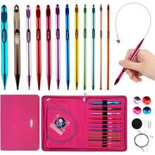 Tunisian Crochet Hooks Set With Cable, 6-Inch Aluminum Interchangeable Crochet Hooks 3mm-10mm, Long Crochet Hooks, Lightweight, Anti-Twist Swivel Cables, Ergonomic, Multicolor 26 PCS - Multicolor - View 11