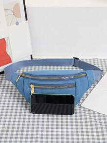 New Waist Bag, Large Capacity, Waterproof & Durable Nylon Chest Bag - Blue - View 4