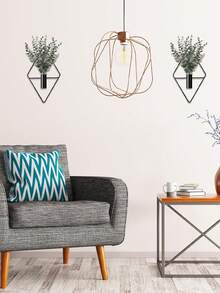 1pc Black Wall-Mounted Flower Vase, Creative Adhesive Wall Hanging Flower Rack, Minimalist Open Tubular Design, Suitable For Home, Office, Living Room, Bedroom Floral Display - Black - View 8