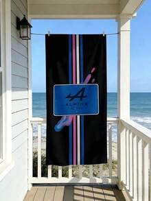 1pc Alpine F1 Team Beach Towel - Lightweight Quick-Dry Soft Polyester Blend With Vibrant Racing Stripes & Logo Design For Swimming, Camping, Bath - Modern Sporty Towel For Fans, Swimming Accessory | Absorbent Fabric - Multicolor - View 3