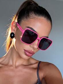 1 Cặp kính râm vuông màu hồng cánh sen và xám unisex, đa năng cho phong cách đường phố, du lịch, thể thao, lái xe, lễ hội, dã ngoại, phụ kiện mùa hè, kỳ nghỉ, chống tia UV, chơi golf, leo núi, trang phục thanh lịch, hoạt động ngoài trời, câu cá, ngày lễ, chống nắng. - Màu Hồng Tươi - Xem 1