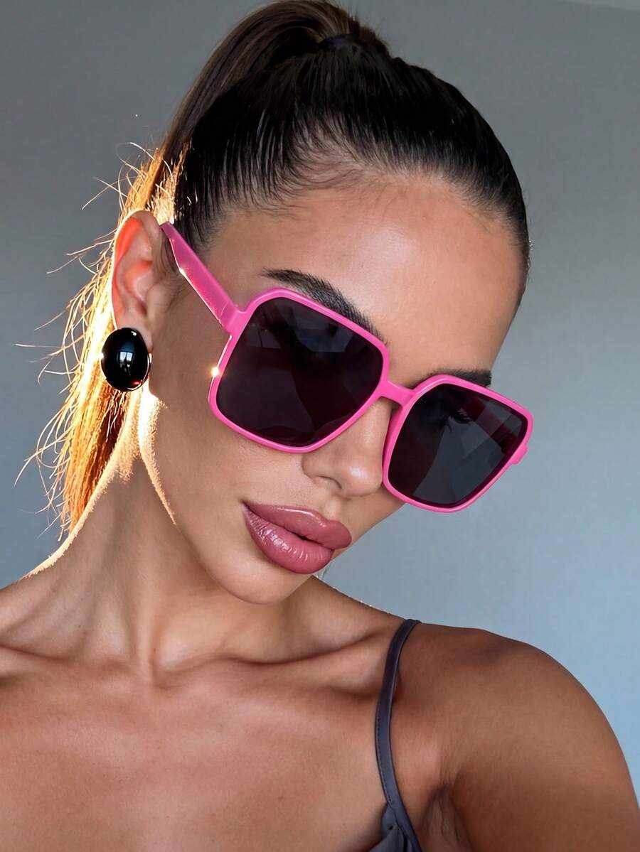 1 Cặp kính râm vuông màu hồng cánh sen và xám unisex, đa năng cho phong cách đường phố, du lịch, thể thao, lái xe, lễ hội, dã ngoại, phụ kiện mùa hè, kỳ nghỉ, chống tia UV, chơi golf, leo núi, trang phục thanh lịch, hoạt động ngoài trời, câu cá, ngày lễ, chống nắng. - Màu Hồng Tươi - Xem 1
