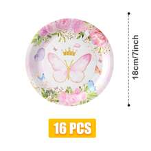 Bộ đồ dùng tiệc dùng một lần hình vương miện bướm hồng gồm đĩa, khăn ăn và cốc, dành cho 16 khách, phù hợp cho sinh nhật, đám cưới, tiệc theo chủ đề, dã ngoại gia đình. - Xem 9