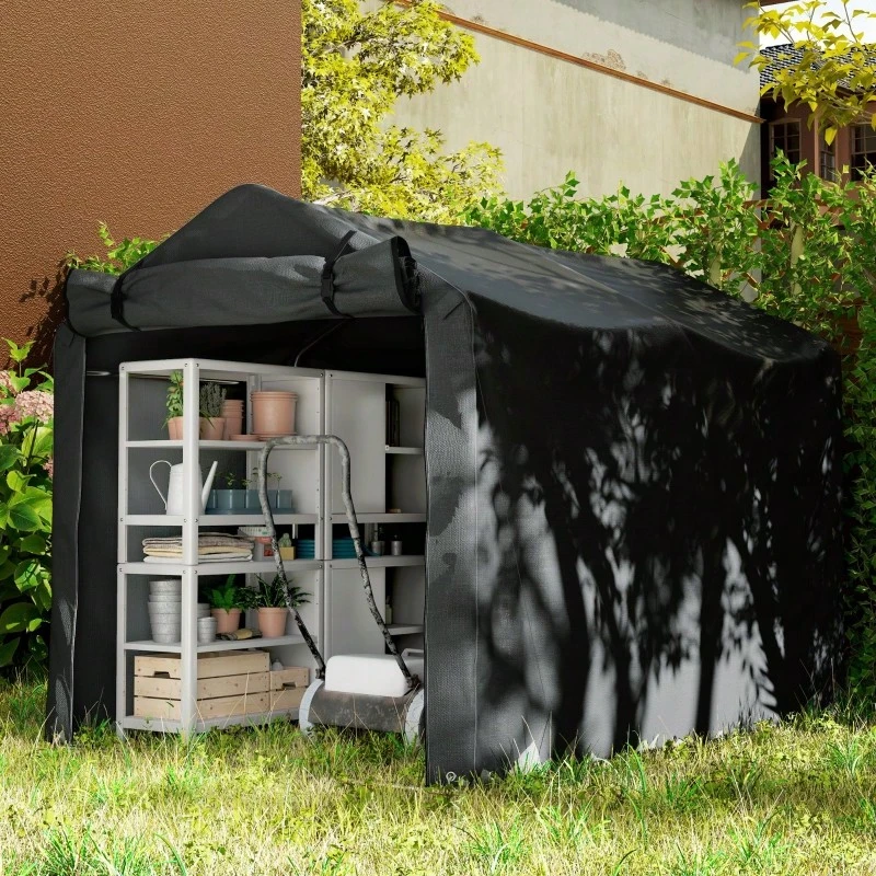 Waterproof Garage Shed With Door, UV Resistant, 220 X 157 X 165 Cm, Black - A - View 1