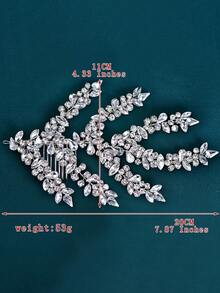 1pc Handmade Silver Rhinestone Bridal Hair Comb, Suitable For Weddings And Parties,Summer,Beach - Silver - View 5