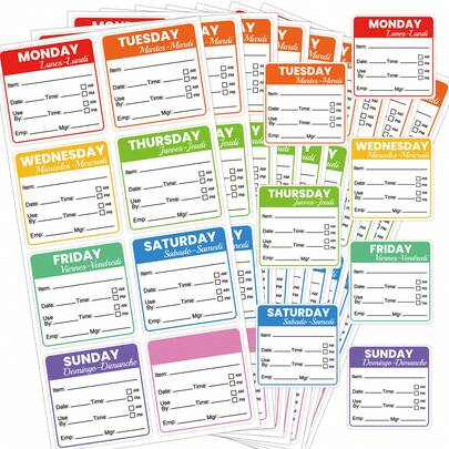 7-Day Removable Monday To Sunday Food Labels, Suitable For Containers, Home, Kitchen, Fridge, Restaurant, Monthly Planning, Inventory Management, Meal Prep