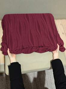 1pc Solid Color Elastic Jacquard Sofa Seat Cushion Cover, Removable And Machine Washable, Suitable For Living Room Polyester Sofa Seat Cushion And Backrest Cover - Burgundy - View 8
