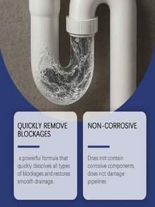 jakehoe Polvo limpiador de desagües, apto para fregaderos domésticos, tuberías de drenaje, cocina, inodoro, abre desagües universal, limpieza de tuberías, disuelve la grasa de manera potente, desatasca desagües - En polvo - Ver 9