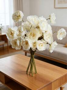 1/3pcs Artificial Reni Flower Bouquet - Artificial Flowers; 5 Flowers Per Stem, European Style Decorative Floral Arrangement Suitable For Home Living Room, Soft & Lifelike Petals, Elegant & Romantic Style, High-Quality Silk Material, Ideal For Autumn/Winter Decor - White - View 5