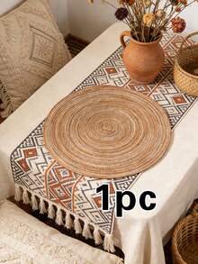 1/4/6pcs Bohemian Style Minimalist Placemats, Suitable For Weddings, Parties, Country Gatherings, Picnics, Outdoor Dining, Birthday Banquets, Dining Table Decor - Multicolor - View 12