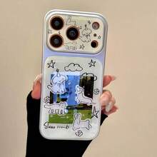 Cute Cat & Dog Inspired 17 Case, Soft Silicone Cartoon Protective Cover With Large Window For IPhone 16 Pro Max, Fashionable And Shock-Resistant - White - View 6