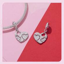 Nhẫn đôi BAMOER bằng bạc Sterling 925, mặt dây chuyền hình trái tim đính hạt, quà tặng kỷ niệm và ngày Valentine. - Bạc - Xem 7