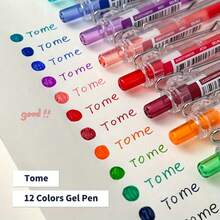 12-Color Set Of Colorful Retractable Gel Pens For Multi-Color Drawing And Journaling, Featuring 0.5mm High-Quality Ink For Painting, Student Back To School Stationery - Gel Pen - View 5