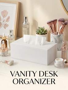 Sleek Tissue Box With Elegant Stitching Smooth Extraction Pu Leather Tissue Holder For Men And Women Minimalist Rectangular Tissue Box To Decorate Vanity Desk Bedroom Living Room Office Coffee Table And Nightstand Kitchen Home Essentials Accessories - Multicolor - View 6