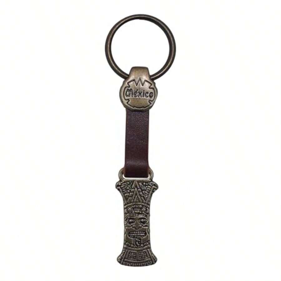 Metal Keychain With Engraved Initial And  Calendar - Handmade Gift Of Mexican Heritage - Letter I - View 1