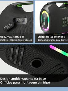 ZEALOT 120W Speaker With Maximum Output Power, Wireless Audio, Portable For Outdoor Use, RGB Color Lighting, Up To 8 Hours Of Playback Time, Supports Mobile Phones, Tablets, Computers And Televisions. SD, USB, AUX, Serial Pairing Function, Suitable For Cars, Outdoor Activities, Camping, Beaches, Family Parties. - ZE01 - Xem 11